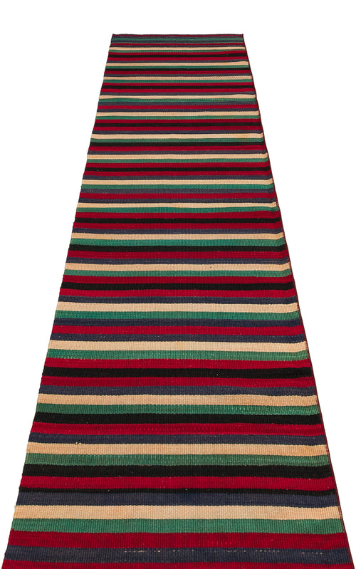 Girit Multy Striped Wool Handmade Area Rug 2'4" x 9'6"