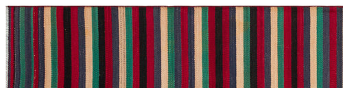 Girit Multy Striped Wool Handmade Area Rug 2'4" x 9'6"