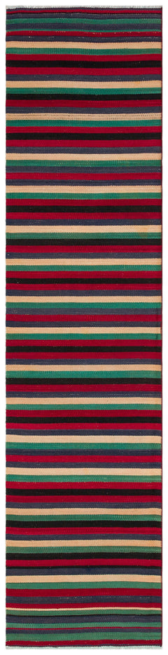 Girit Multy Striped Wool Handmade Area Rug 2'4" x 9'6"
