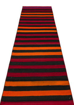 Girit Red Striped Wool Handmade Area Rug 2'7" x 9'7"