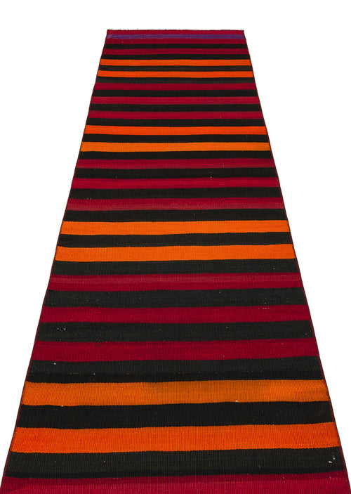 Girit Red Striped Wool Handmade Area Rug 2'7" x 9'7"