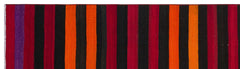 Girit Red Striped Wool Handmade Area Rug 2'7" x 9'7"