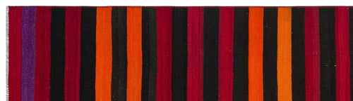 Girit Red Striped Wool Handmade Area Rug 2'7" x 9'7"