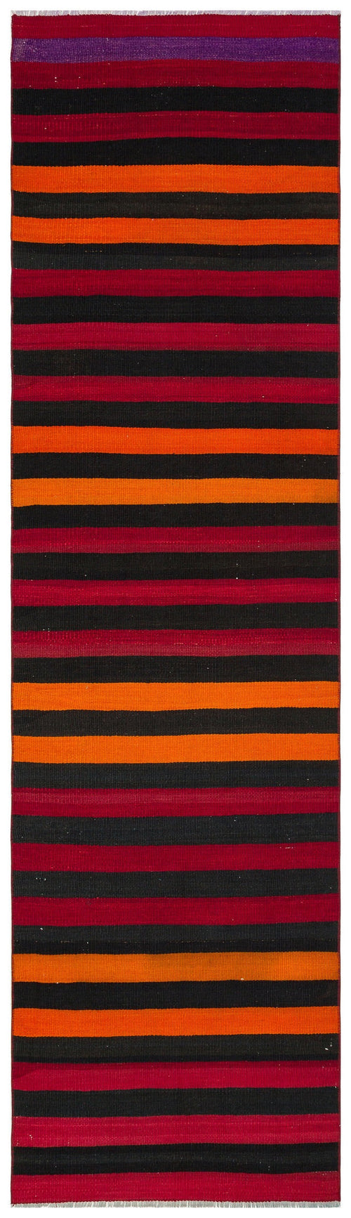 Girit Red Striped Wool Handmade Area Rug 2'7" x 9'7"