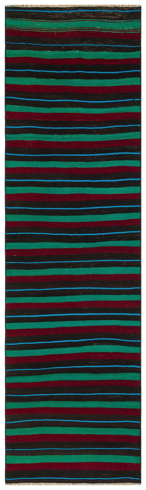 Girit Brown Striped Wool Handmade Area Rug 2'6" x 8'4"