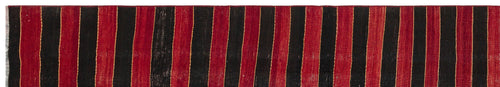 Girit Red Striped Wool Handmade Area Rug 2'6" x 14'8"