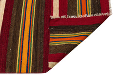 Girit Red Striped Wool Handmade Area Rug 2'6" x 9'5"