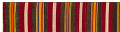 Girit Red Striped Wool Handmade Area Rug 2'6" x 9'5"