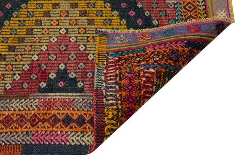 Girit Brown Geometric Wool Handmade Area Rug 5'5" x 9'3"