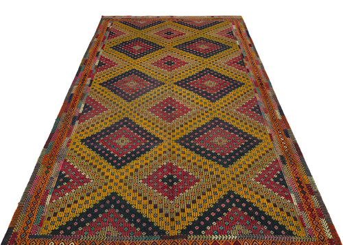 Girit Brown Geometric Wool Handmade Area Rug 5'5" x 9'3"