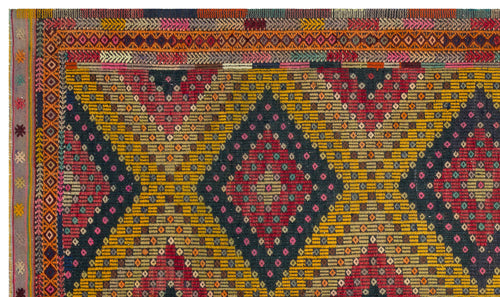 Girit Brown Geometric Wool Handmade Area Rug 5'5" x 9'3"