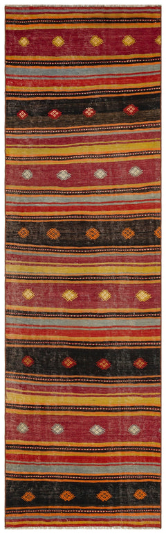 Girit Multy Striped Wool Handmade Area Rug 2'10" x 9'7"