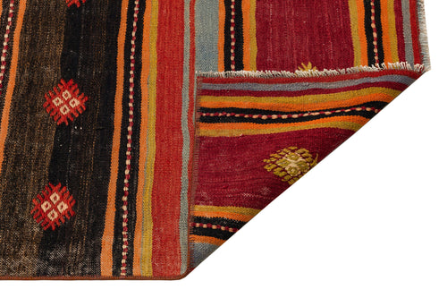 Girit Red Striped Wool Handmade Area Rug 2'10" x 9'5"