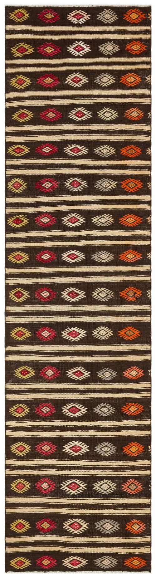 Girit Multy Striped Wool Handmade Area Rug 2'6" x 10'3"