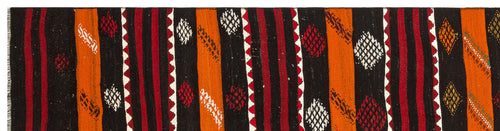 Girit Brown Striped Wool Handmade Area Rug 2'9" x 10'11"