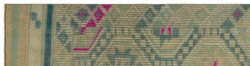 Girit Green Geometric Wool Handmade Area Rug 2'9" x 10'3"