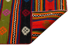 Girit Red Striped Wool Handmade Area Rug 2'7" x 11'0"