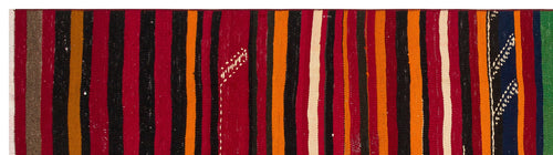 Girit Red Striped Wool Handmade Area Rug 2'8" x 9'10"