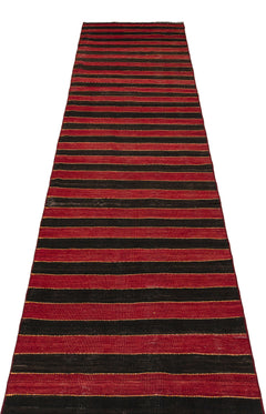 Girit Red Striped Wool Handmade Area Rug 2'9" x 14'8"