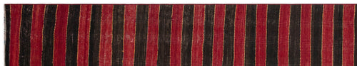 Girit Red Striped Wool Handmade Area Rug 2'9" x 14'8"