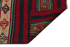 Girit Red Striped Wool Handmade Area Rug 2'11" x 10'2"