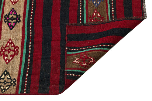 Girit Red Striped Wool Handmade Area Rug 2'11" x 10'2"