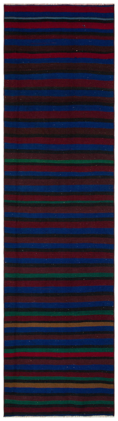 Girit Purple Striped Wool Handmade Area Rug 2'8" x 9'9"