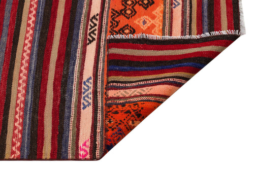 Girit Red Geometric Wool Handmade Area Rug 2'7" x 9'9"