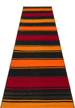 Girit Red Striped Wool Handmade Area Rug 2'7" x 9'11"