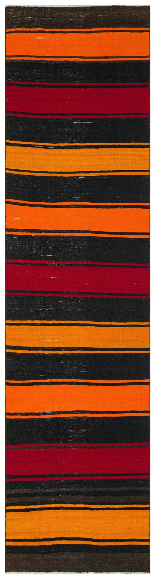 Girit Red Striped Wool Handmade Area Rug 2'7" x 9'11"