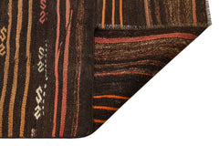 Girit Brown Striped Wool Handmade Area Rug 4'6" x 9'0"