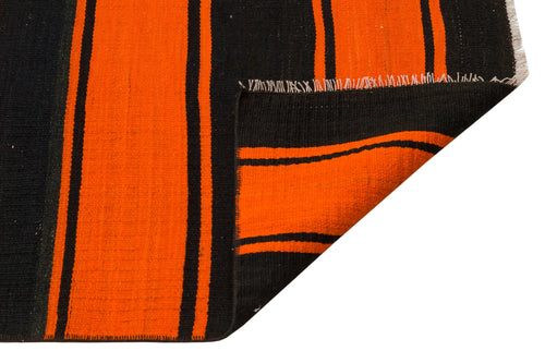 Girit Orange Striped Wool Handmade Area Rug 2'8" x 10'0"