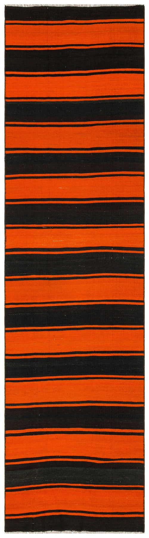 Girit Orange Striped Wool Handmade Area Rug 2'8" x 10'0"