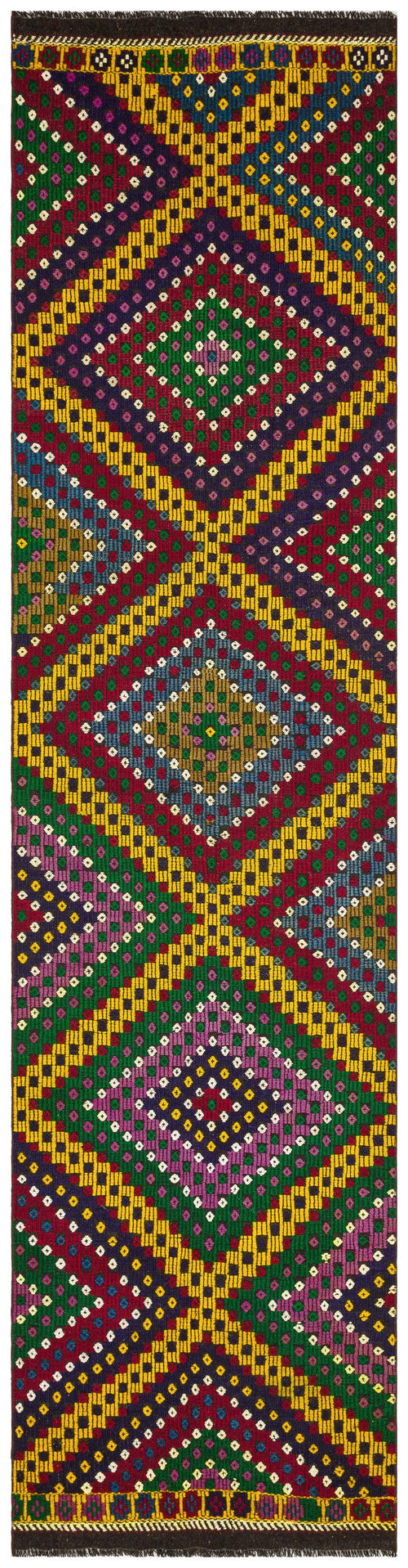 Girit Red Geometric Wool Handmade Area Rug 2'11" x 11'8"