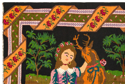 Girit Red Floral Wool Handmade Area Rug 6'1" x 9'1"