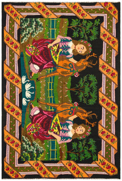 Girit Red Floral Wool Handmade Area Rug 6'1" x 9'1"