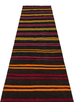 Girit Brown Striped Wool Handmade Area Rug 2'8" x 9'7"