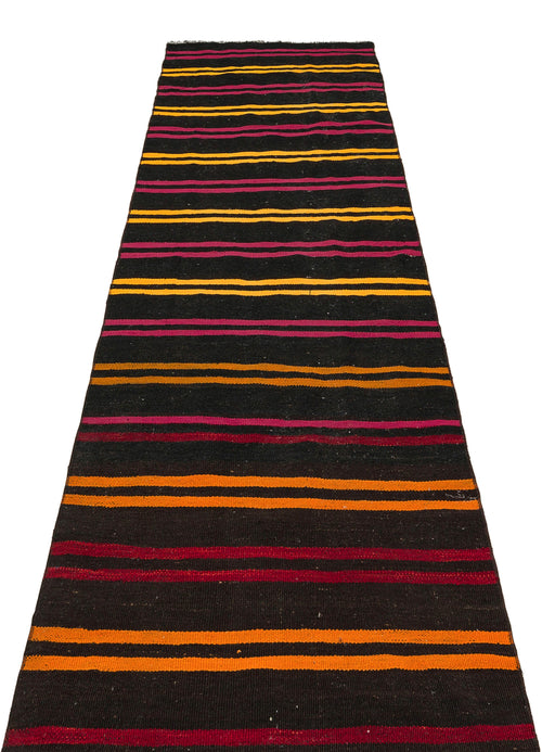 Girit Brown Striped Wool Handmade Area Rug 2'8" x 9'7"