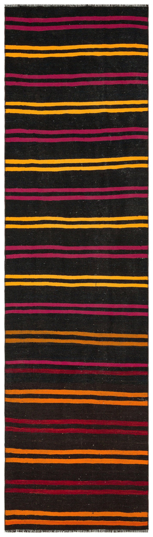 Girit Brown Striped Wool Handmade Area Rug 2'8" x 9'7"