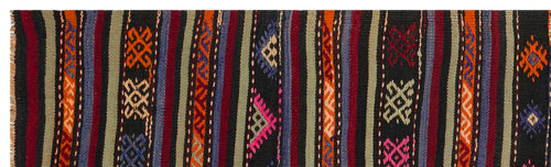 Girit Brown Striped Wool Handmade Area Rug 2'8" x 8'9"