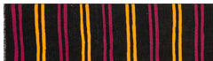 Girit Black Striped Wool Handmade Area Rug 2'8" x 9'10"