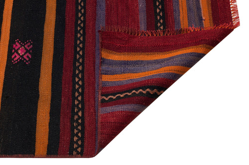 Girit Red Striped Wool Handmade Area Rug 2'9" x 10'9"