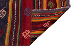 Girit Red Striped Wool Handmade Area Rug 2'8" x 11'10"