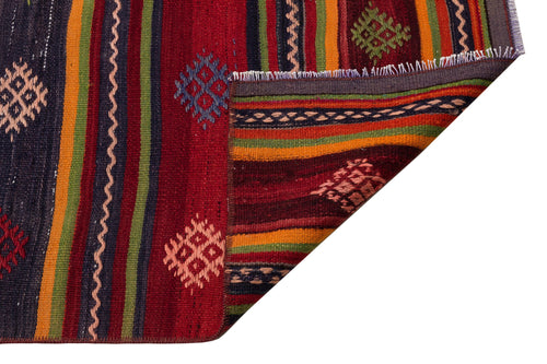 Girit Red Striped Wool Handmade Area Rug 2'8" x 11'10"