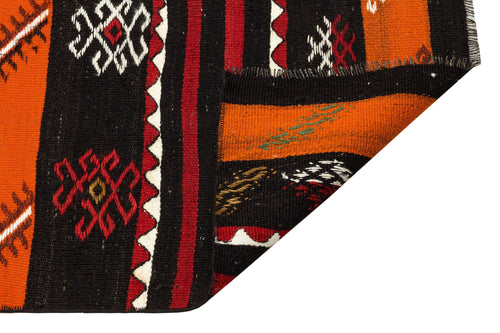 Girit Orange Geometric Wool Handmade Area Rug 2'9" x 10'0"