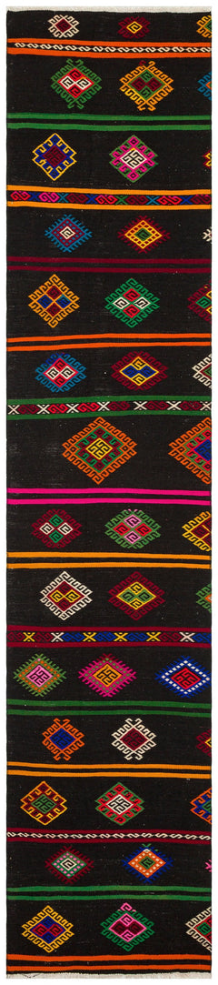 Girit Brown Geometric Wool Handmade Area Rug 2'9" x 12'6"