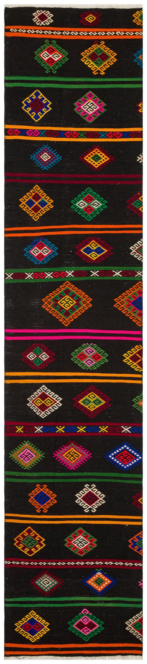 Girit Brown Geometric Wool Handmade Area Rug 2'9" x 12'6"