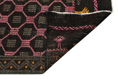 Girit Brown Geometric Wool Handmade Area Rug 3'7" x 9'9"