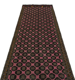 Girit Brown Geometric Wool Handmade Area Rug 3'7" x 9'9"