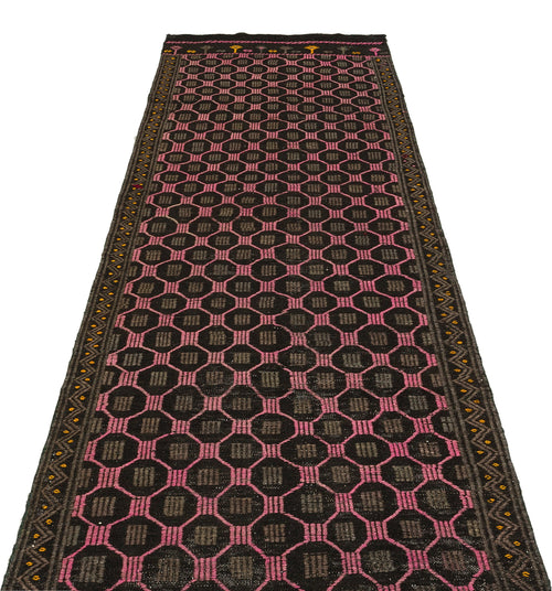 Girit Brown Geometric Wool Handmade Area Rug 3'7" x 9'9"